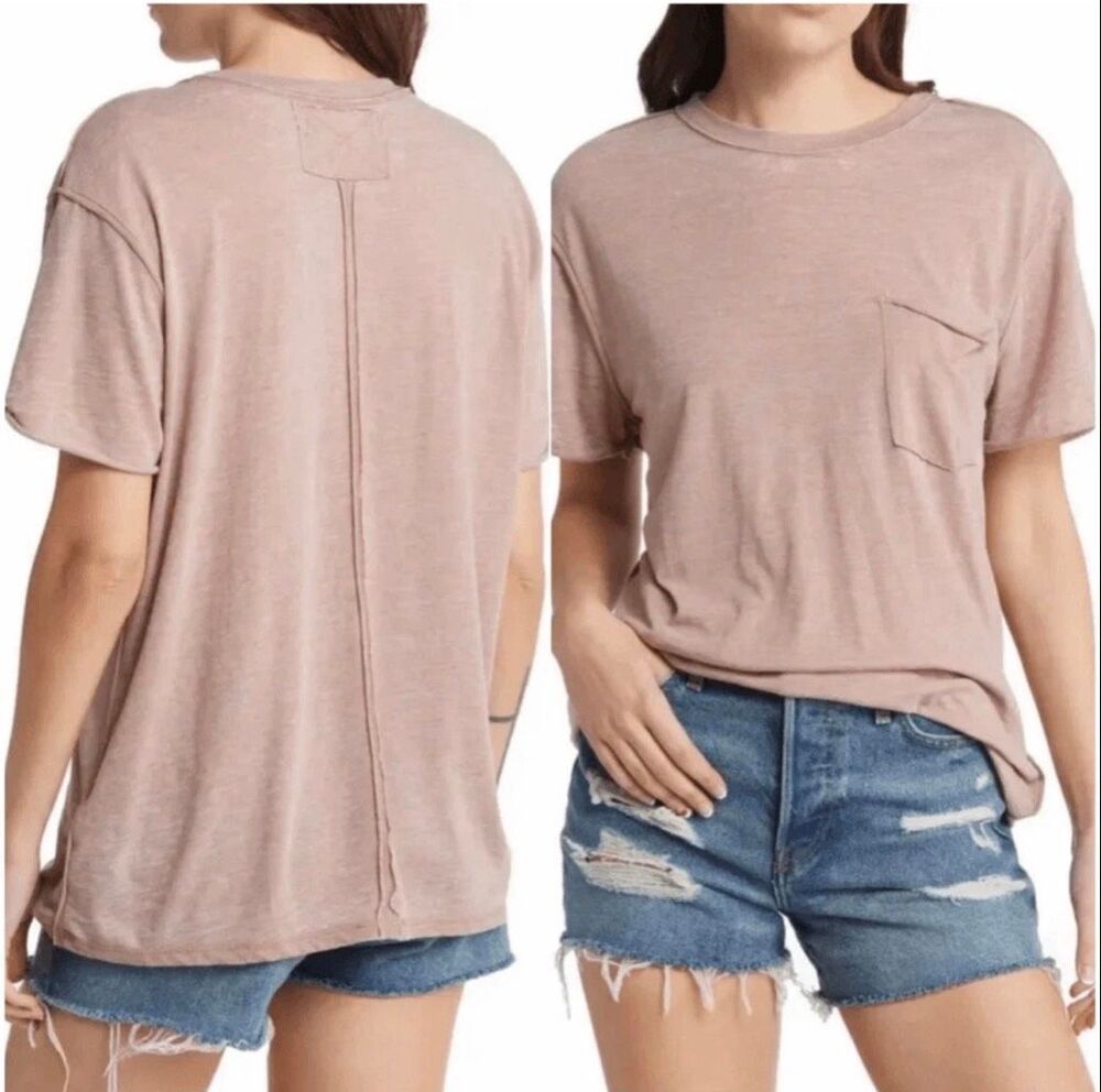 Free People X We The Free Vella Pocket Oversized Tee strawberry roan XS NEW